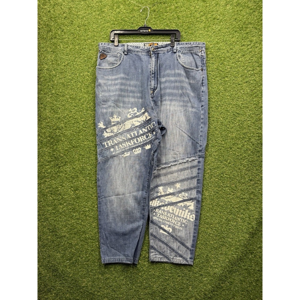 Akdmks Jeans Mens 42 Wide Leg Y2K Blue Fade Transatlantic Task Force RN0109964